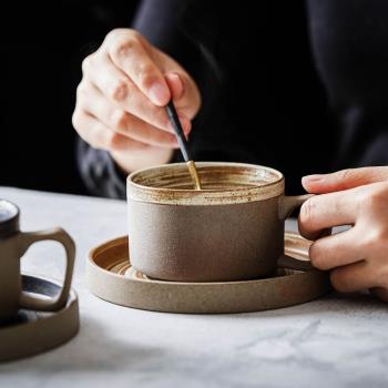 粗陶套裝創意復古風早餐咖啡杯碟