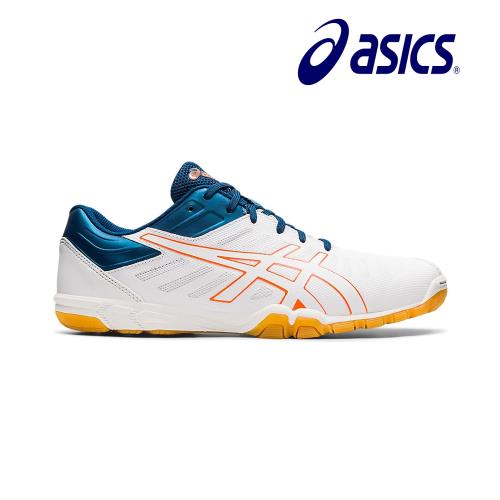 【asics 亞瑟士】ATTACK EXCOUNTER 2 中性桌球鞋 白+橘+藍 輕量 透氣(1073A002-103)