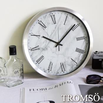 【TROMSO】風尚義大利金屬時鐘-銀白大理石(30.5x30.5cm)