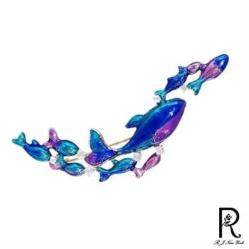 【RJ New York】創意海洋鯨魚胸針別針兩用款(藍色)