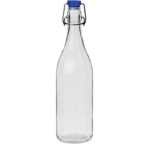 【EXCELSA】直紋扣式密封玻璃水瓶(藍1000ml)