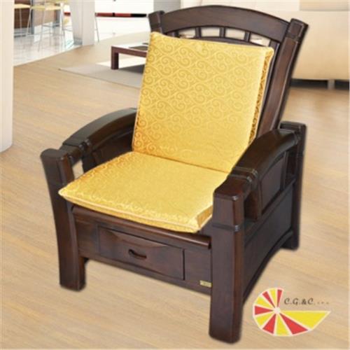 【凱蕾絲帝】木椅通用~100%台灣製造-高支撐加厚連體L型背坐墊(6入)-富貴金 