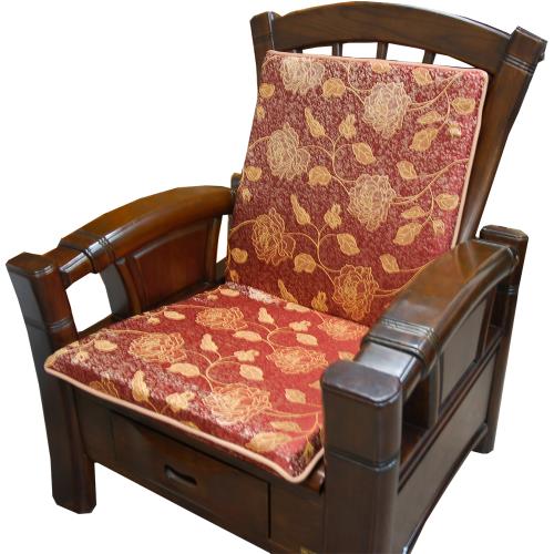 【凱蕾絲帝】木椅通用~100%台灣製造-高支撐加厚連體L型背坐墊(6入)-里昂玫瑰-紅 