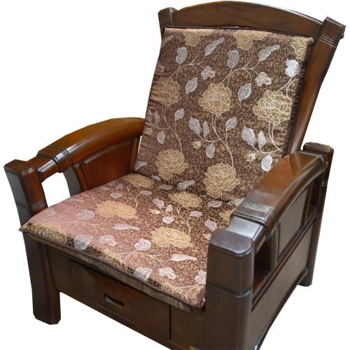 【凱蕾絲帝】木椅通用~100%台灣製造-高支撐加厚連體L型背坐墊(2入)-里昂玫瑰-咖啡