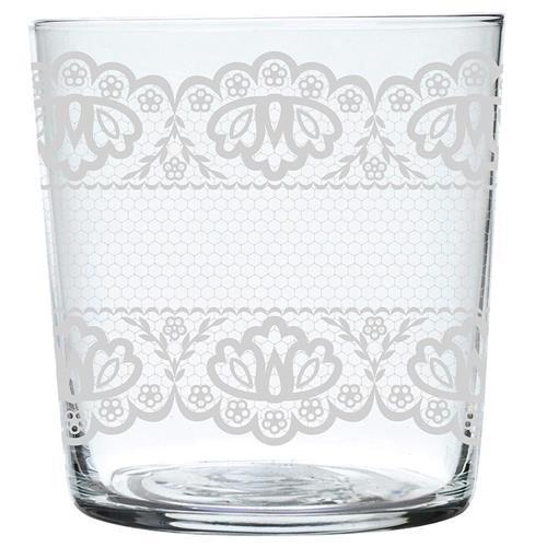 【EXCELSA】寬口玻璃杯(白蕾絲370ml)