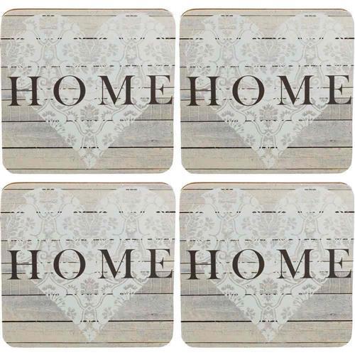 【CreativeTops】Home木質杯墊4入(愛窩)