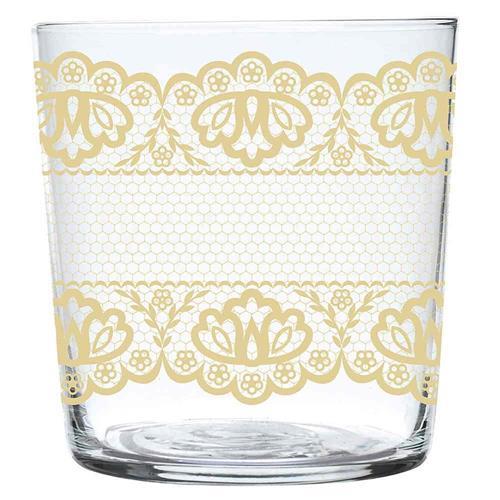 【EXCELSA】寬口玻璃杯(黃蕾絲370ml)