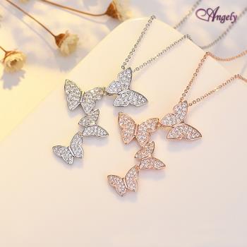 【Angely專櫃】甜蜜閃耀蝴蝶晶鑽項鍊(2色任選1色)