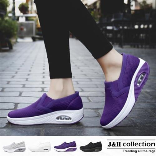 【J&amp;H collection】休閒舒適柔軟緩震氣墊搖搖鞋(現+預  黑色 / 白色 / 灰色 / 紫色)