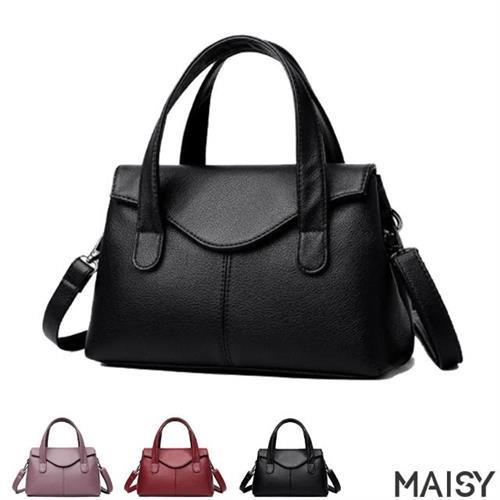 【MAISY】簡單設計大容量包蓋手提包(現+預  黑色 / 酒紅 / 紫色)