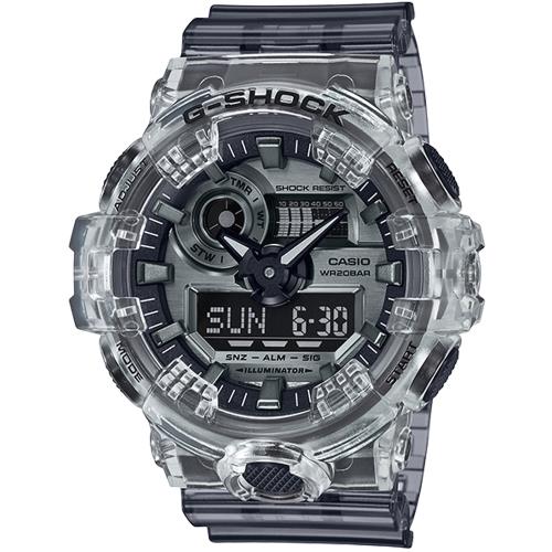 CASIO G-SHOCK 半透明系列200米雙顯計時錶/GA-700SK-1A