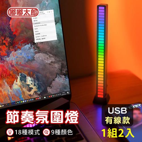 【嘟嘟太郎-聲控氛圍燈 USB有線款 (一組2入)】RGB節奏炫彩燈 音樂氛圍燈 氛圍燈 LED燈 拾音燈