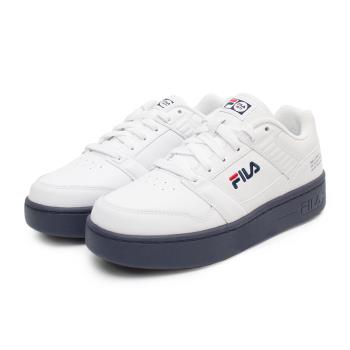 【FILA】FILA SMASH L 男女運動鞋 白+黑底 中性 休閒鞋 板鞋(4-C901W-133)