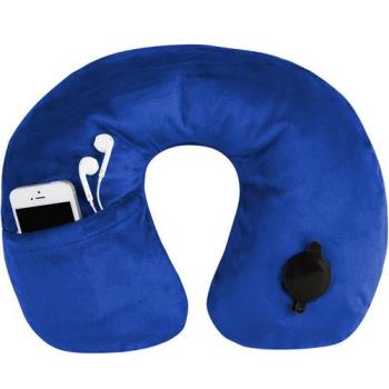 [TRAVELON]絨布音樂護頸充氣枕(藍)