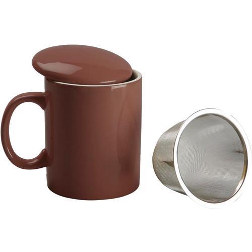 【VERSA】附蓋濾茶馬克杯(棕300ml)