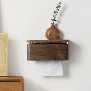 廁所紙巾盒免打孔衛生間紙抽盒木壁掛式擦手紙盒手紙架掛式抽紙盒