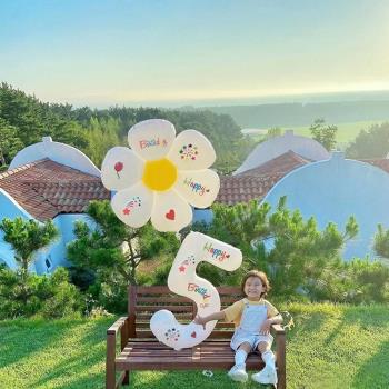 40寸白色生日數字氣球寶寶周歲派對裝飾場景布置野餐戶外拍照道具