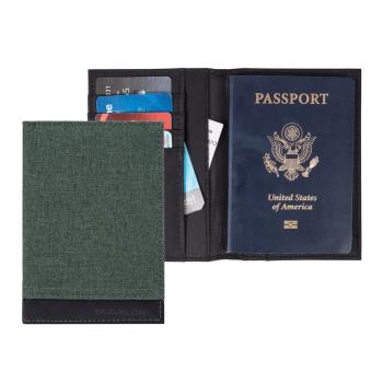 [TRAVELON]皮革拼接護照夾(蒼綠)