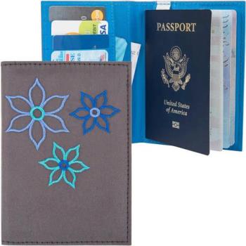 [TRAVELON]Bouquet繡花防護證件護照夾(灰)