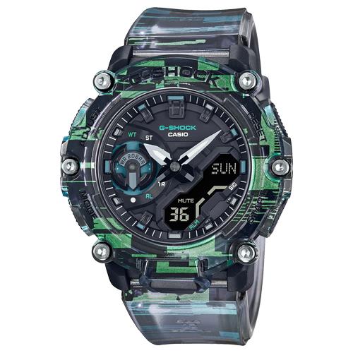 【CASIO 卡西歐】G-SHOCK 男錶 雙顯錶 橡膠錶帶 半透明 雜訊意象設計 防水200米 GA-2200 ( GA-2200NN-1A )