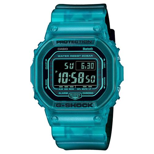 【CASIO 卡西歐】G-SHOCK 男錶 電子錶 橡膠錶帶 半透明 漸變色 藍牙連結 防水200米 DW-B5600 ( DW-B5600G-2 )