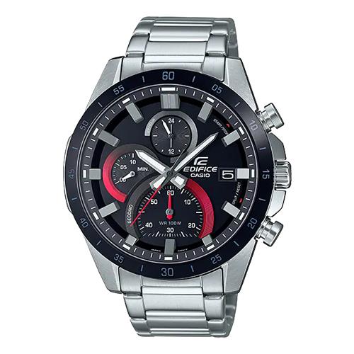 【CASIO 卡西歐】EDIFICE 指針錶 三眼男錶 計時鐘錶 不鏽鋼錶帶 復古級別錶盤 防水 EFR-571 ( EFR-571DB-1A1 )