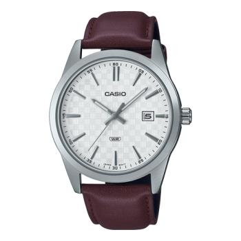【CASIO 卡西歐】男錶 簡約指標錶 皮革錶帶 白麵 日期顯示 生活防水 MTP-VD03 ( MTP-VD03L-5 )