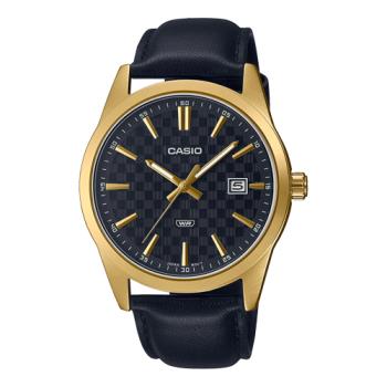 【CASIO 卡西歐】男錶 簡約指標錶 皮革錶帶 黑麵 日期顯示 生活防水 MTP-VD03 ( MTP-VD03GL-1 )