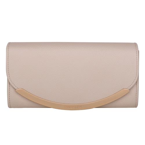 See by Chloe  Lizzie弧形金屬牛皮翻蓋長夾/米