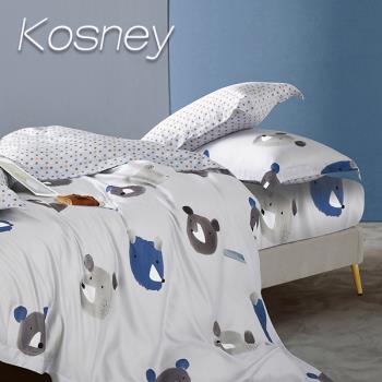 KOSNEY 追夢熊 雙人100%天絲TENCEL四件式兩用被床包組