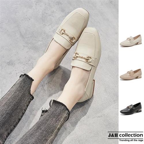 【J&H collection】英倫方頭軟皮兩穿樂福鞋(現+預  米色 / 杏色 / 黑色)