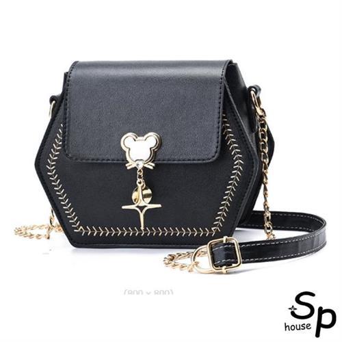【Sp house】可愛六角造型側肩斜背女用鍊條包(4色可選)