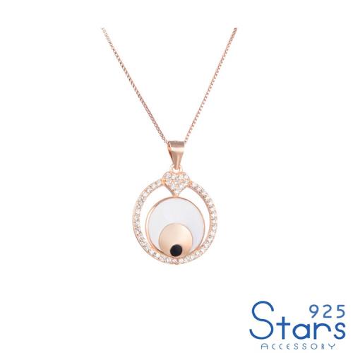 【925 STARS】純銀925微鑲美鑽氣質幾何圈圈造型吊墜 造型吊墜 美鑽吊墜