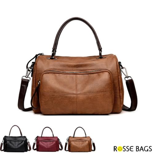 【Rosse Bags】實用復古風波士頓包(現+預  黑色 / 酒紅色 / 棕色)