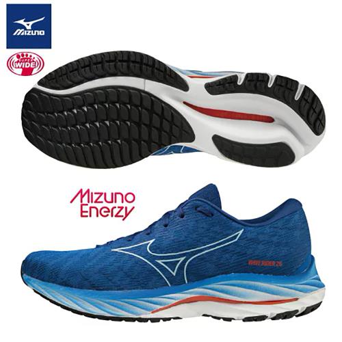 MIZUNO 美津濃WAVE RIDER 26 男鞋慢跑避震4E超寬楦藍J1GC220405|慢跑鞋