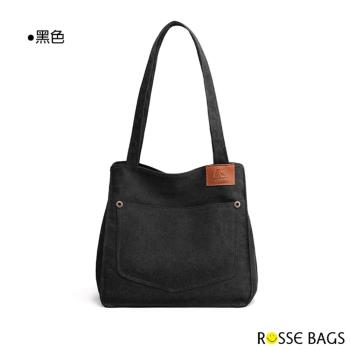 【Rosse Bags】簡約百搭帆布大容量托特包(現+預 卡其色 / 灰色 / 咖啡色 / 黑色)