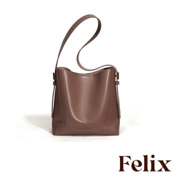 【felix】真皮斜挎單肩簡約大容量水桶包 (6款任選)