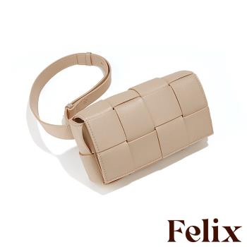 【felix】真皮時尚編織設計斜挎手提枕頭小方包 (8款任選)