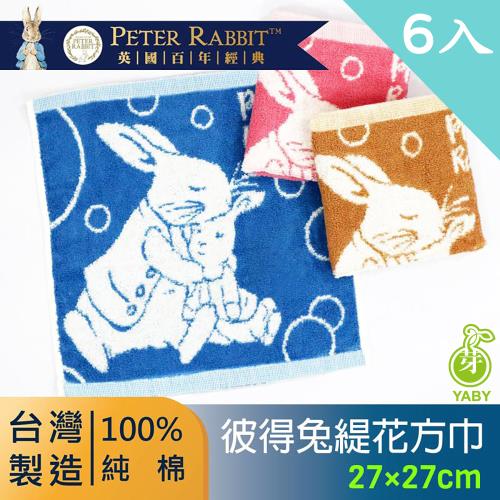 【YABY芽比】彼得兔緹花擁抱方巾6入組(方巾 四方巾 擦手巾 口水巾 擦臉巾)