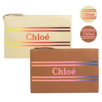 CHLOE 經典漸層燙印品牌LOGO牛皮大手拿包(二色)