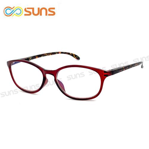 【SUNS】台灣製 濾藍光老花眼鏡 玫瑰膠框 高硬度耐磨鏡片 配戴不暈眩