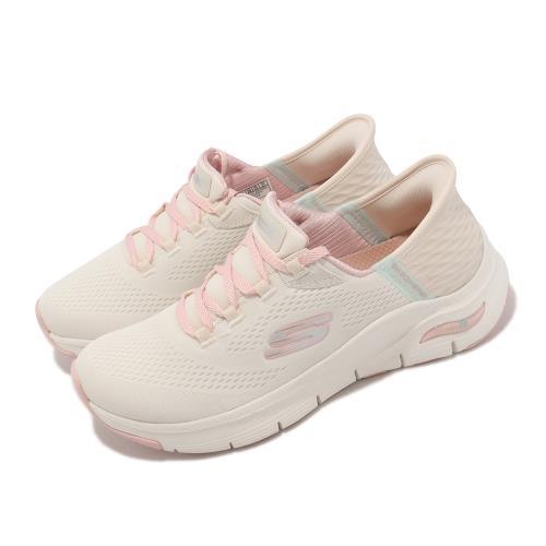 Skechers 休閒鞋 Arch Fit-Fresh Flare Slip 女鞋 白 粉紅 足弓支撐 運動鞋 健走鞋 149568OFPK