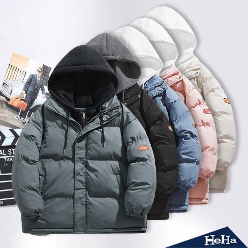 【HeHa】現貨 假兩件加厚連帽外套 五色