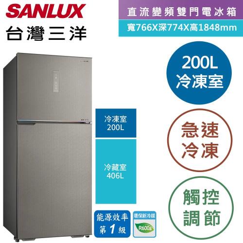 節能補助最高5000【SANLUX 台灣三洋】606L 變頻大冷凍室一級能效雙門電冰箱 (SR-V610B)
