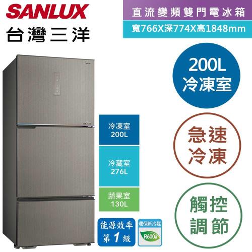 節能補助最高5000【SANLUX 台灣三洋】606L 變頻大冷凍室一級能效三門電冰箱 (SR-V610C)