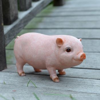 創意仿真小豬樹脂擺件可愛動物戶外花園庭院裝飾禮物客廳電視柜