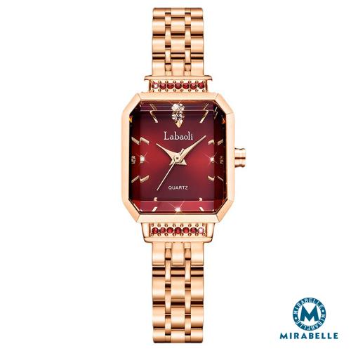 【Mirabelle】復古切割 寶石淑女精品鋼鍊錶 2色可選
