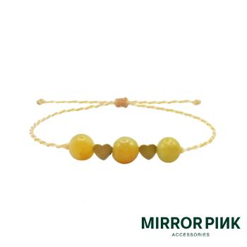 【MIRROR 皇宣緣】串心蜜糖黃翡翠蠟線手鍊