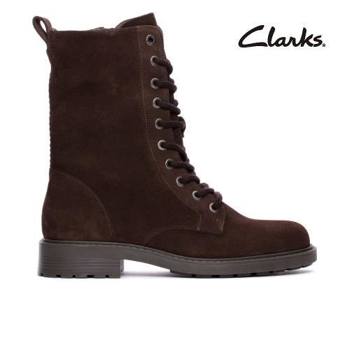 【Clarks】Orinoco2 Style 女款寬楦軍裝風側拉鏈休閒靴 深棕色(CLF67932B)