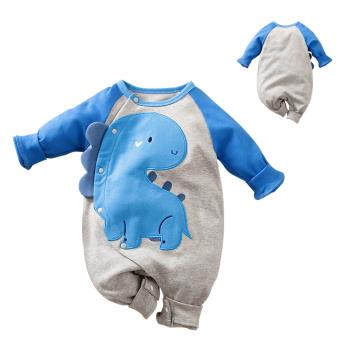 Colorland-藍色恐龍長袖包屁衣 連身衣 童裝 寶寶衣